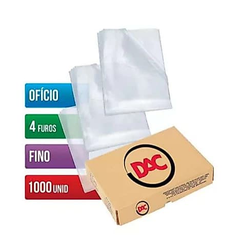 Caixa Com 1000 Envelopes Plástico Ofício 4 Furos Fino 0.06mm