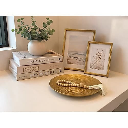 Bandeja Decorativa Centro Mesa Detalhe 30cm  Dourado + Colar Dourado
