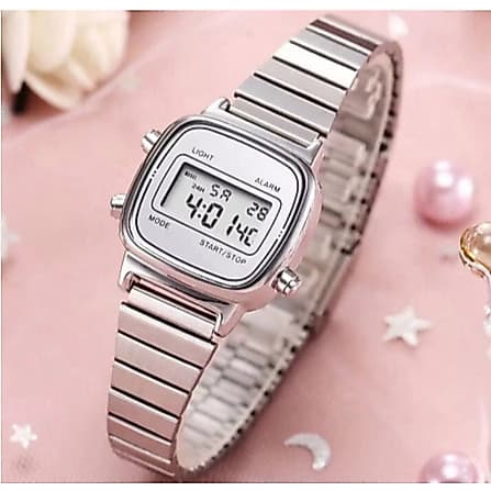 Relógio Feminino Digital Mini LA6 7 Delicado Aço Inoxidável Moderno 3242
