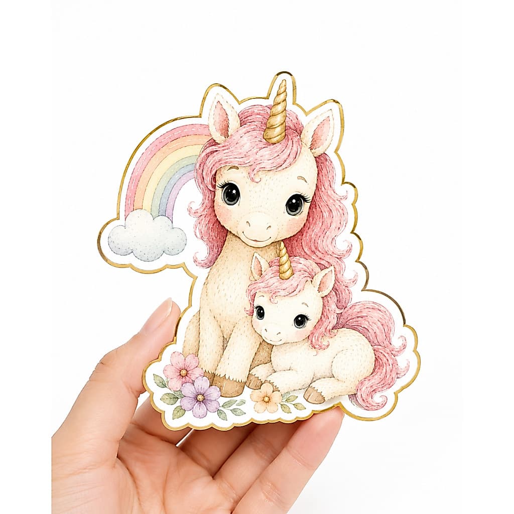 Aplique para Tubete e Caixinhas Tema Unicornio 5cm  – Papel Fosco + Lamicote | Pronta Entrega