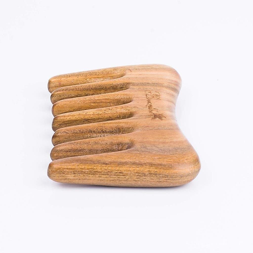Pente de Cabelo de Dentes Largos Breezelike - Mini Pente de Madeira Natural para Cabelos Cacheados - Pente de Madeira de