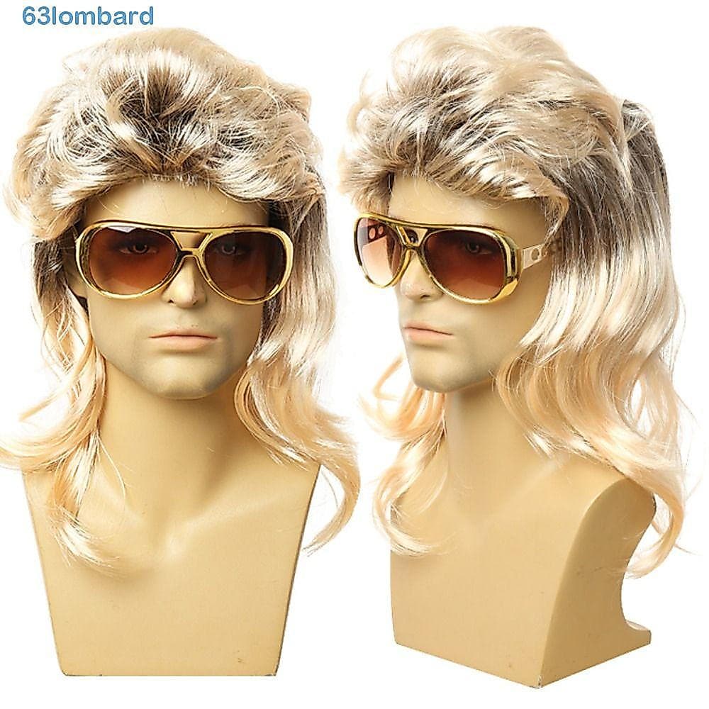LOMBARD Homens Cosplay Perucas Disco Fasion Macio Boate Bar Peruca Fibra Resistente Ao Calor Acessórios De Cabelo Sintét