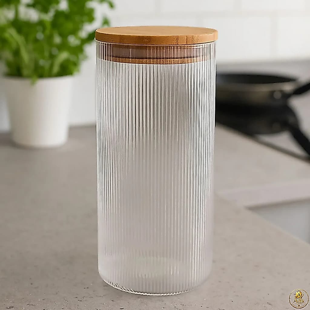 Pote Vidro Borossilicato 1,8L Tampa Bambu Hermético Organizador de Alimentos Cozinha