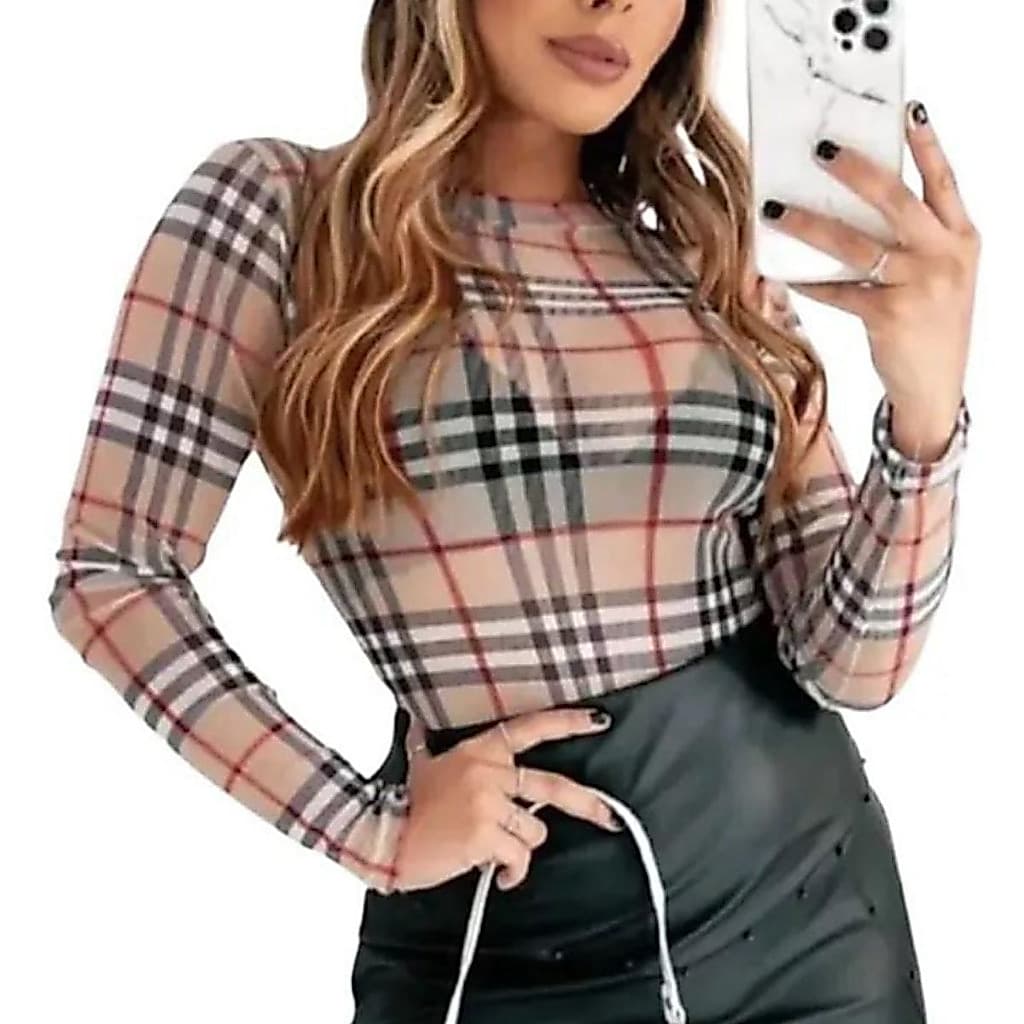 Body Plus Size São João Festa Juninina Xadrez Tule Transparente - M ao Pluz