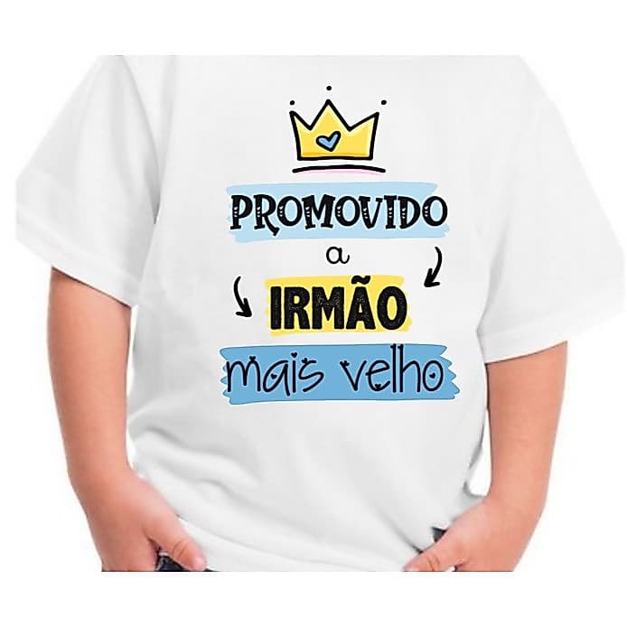 Camiseta camisa blusa Infantil Promovido a Irmão Mais Velho 100% Algodão