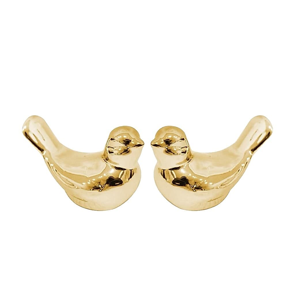 Casal de Passarinhos Decoração Kit Passarinho Enfeite Porcelana Dourado Prata Rose