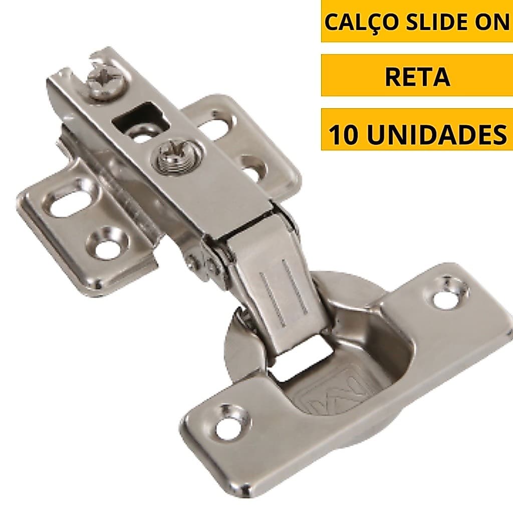 Kit 10 Dobradiças Reta Pressão 35mm Para Armários Móveis