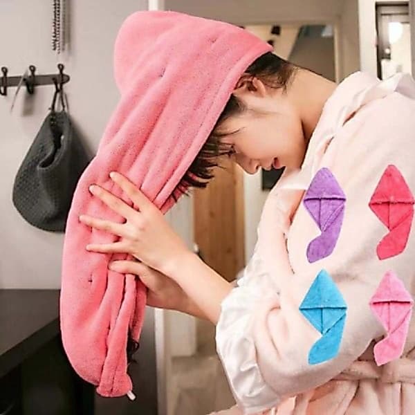 Toalha Grossa Mágica Para Cabelo Secar Rápido Touca Banho Microfibras  Várias Cores Casa Promoção