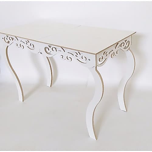Mesa Branca Arabesco Provençal 100x60 Altura 80cm Mdf Branco