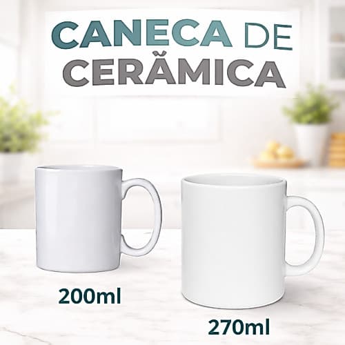 Caneca Branca 200ml 270ml 300ml de Cerâmica 2° Linha Pequenos Defeitos de Fábrica Promoção
