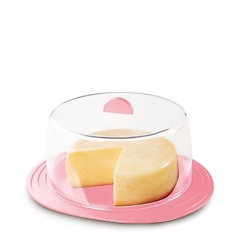 Queijeira Porta Queijo Rosa com Tampa Linha Acril
