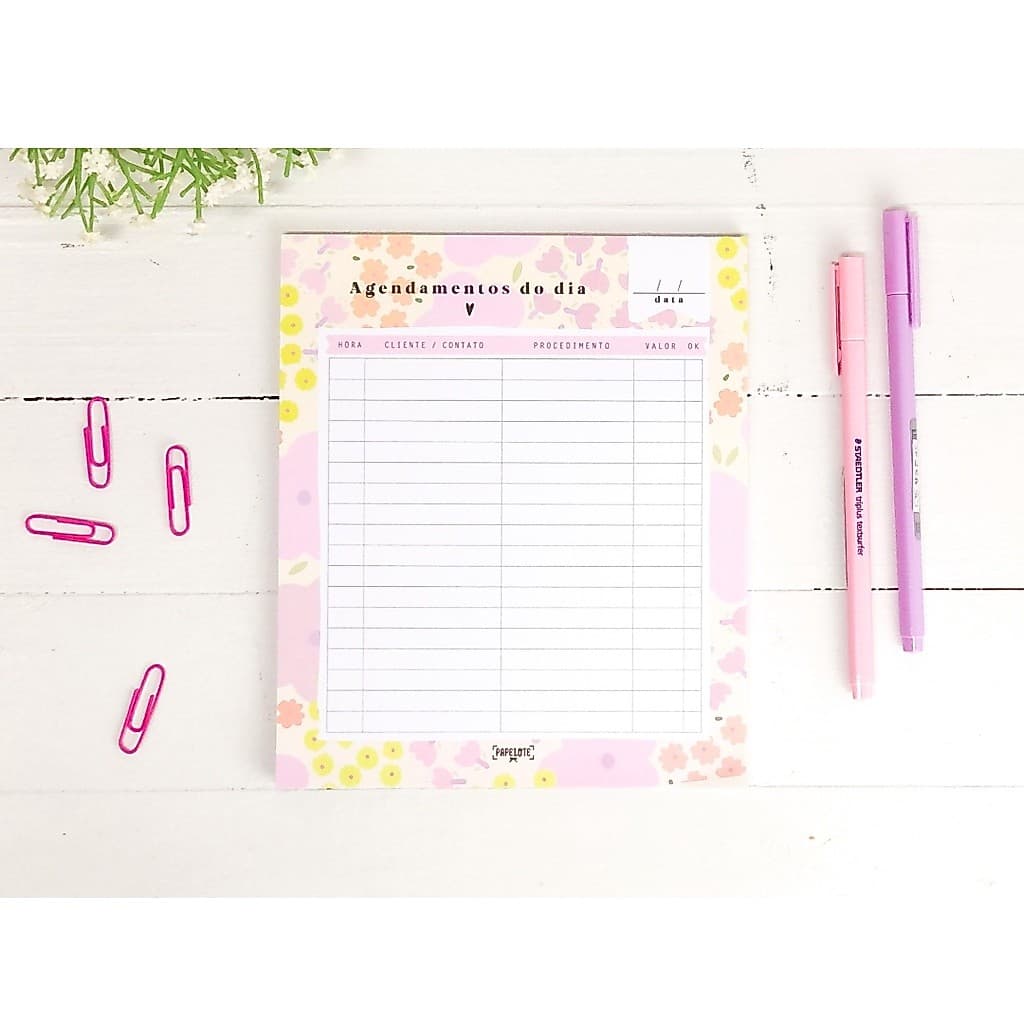 Bloco Planner Agendamentos Do Dia