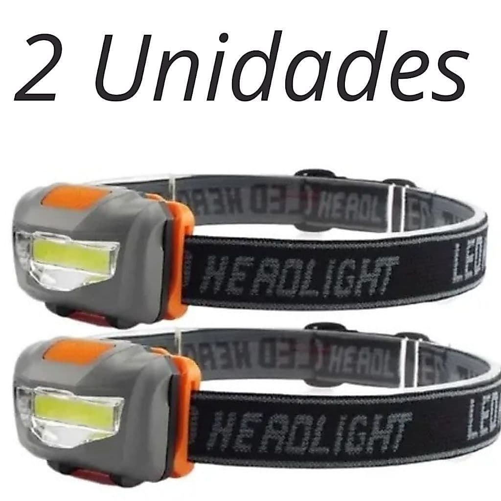 2 Lanterna de Cabeça de led Cob com Elástico funciona com 3 pilhas AAA
