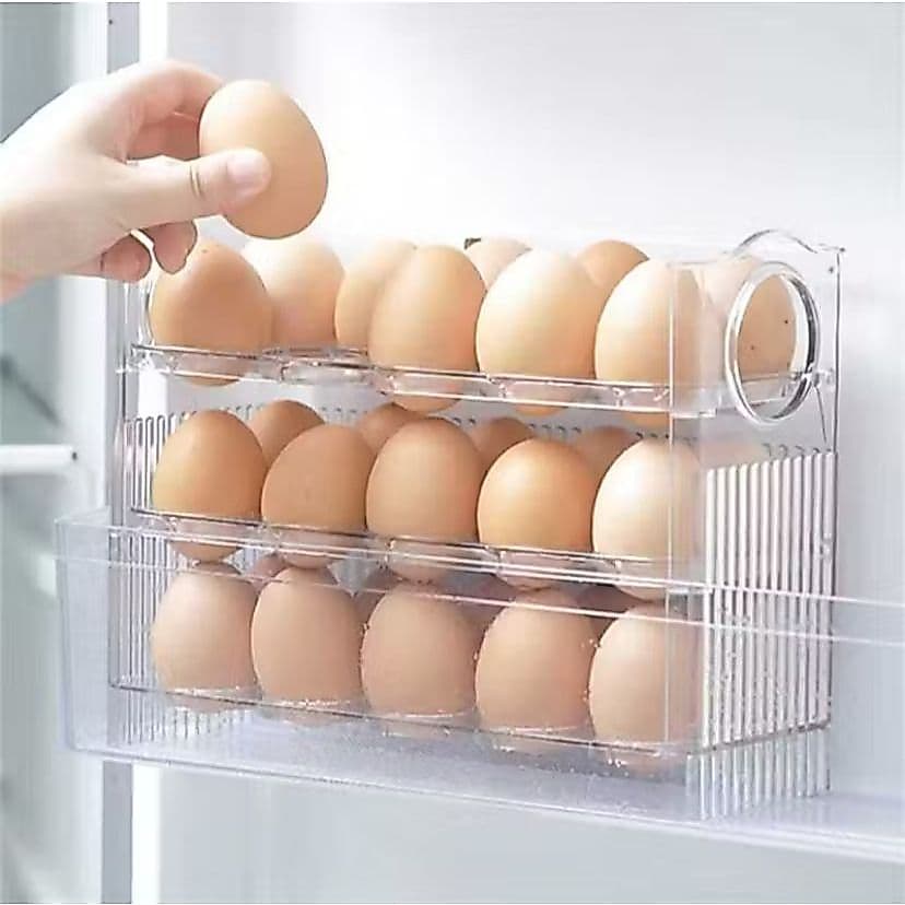 Porta Ovos 3 andares Organizador Para Ovos Capacidade 30 Ovos Bandeja De Armazenamento