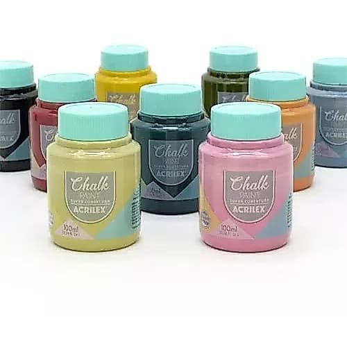 Tinta Chalk Acrilex 100ml Artesanato Objetos Restauração cerâmica vidro  PET metal porcelana - Cor