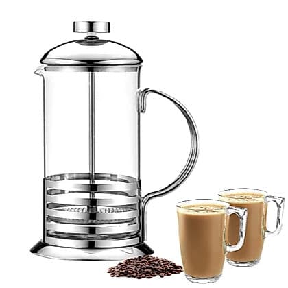 Cafeteira Prensa Francesa de Inox e Vidro 350  Café Cremeira Chá Capuccino Cremoso