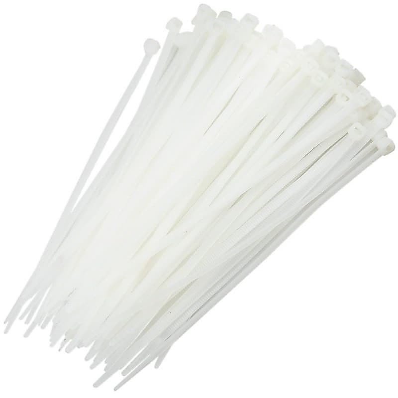 Kit 100pc Abraçadeira Nylon 3.6mm x 200mm e 4.8mm x200mm Branca Enforca Gato Lingua de Sogra hellerman