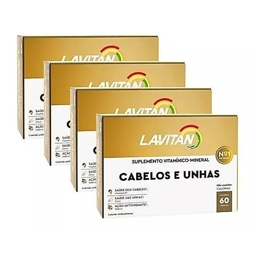 KIT 4X LAVITAN CABELOS E UNHAS 60 CÁPSULAS