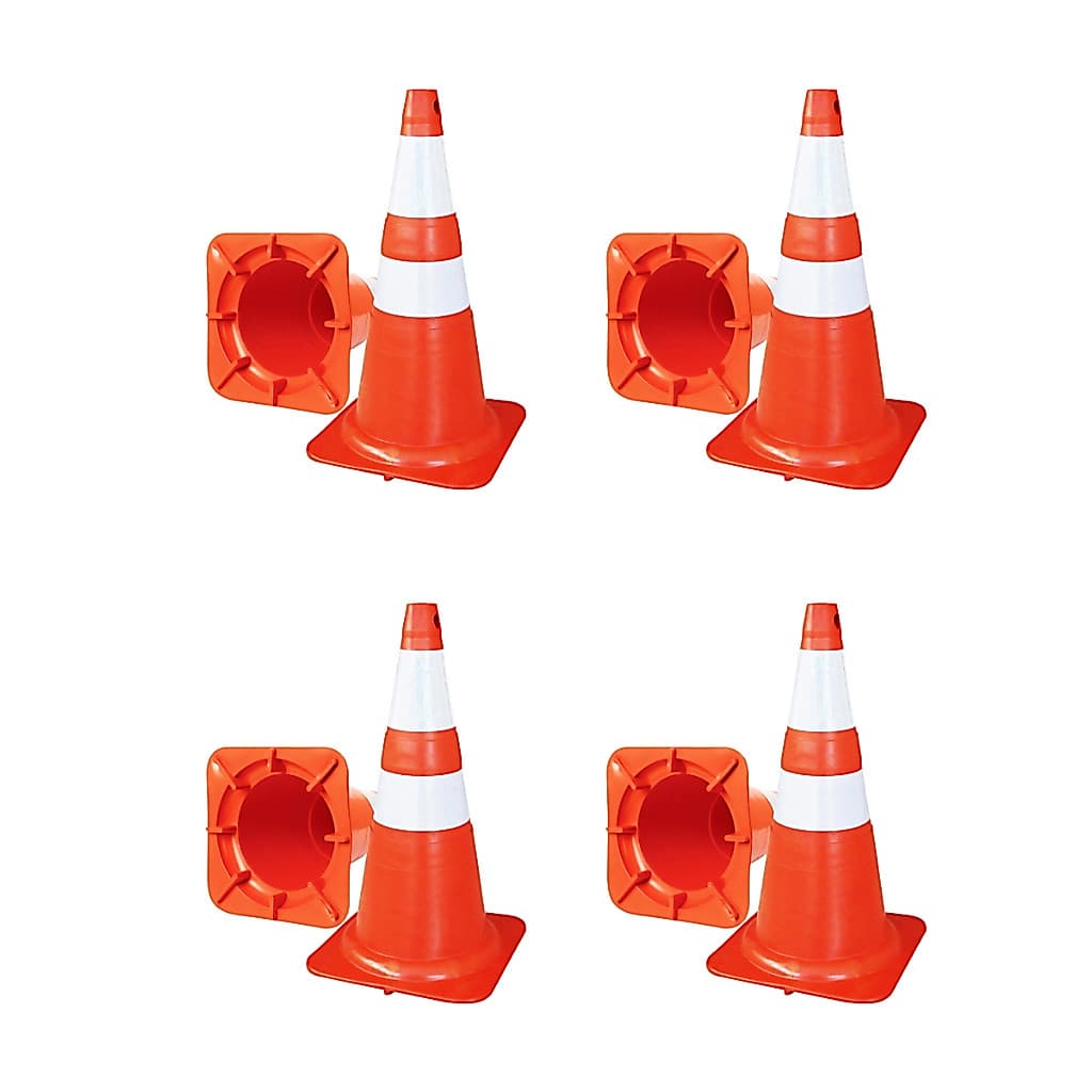 Kit 4 Cone Sinalização Nbr 15071 Emborrachado Refletivo 75cm Flexível Segurança Obra Trânsito