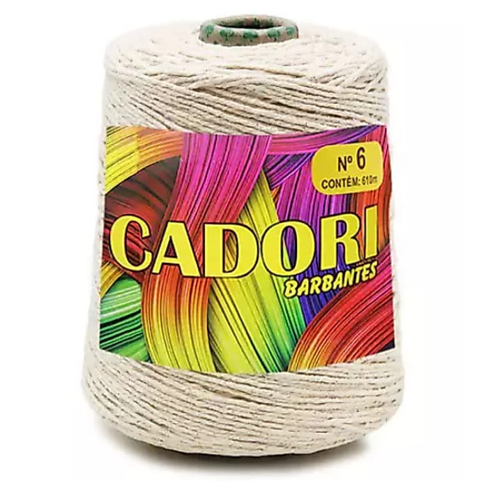 Barbante Cadori Cru 600g Fio N°6 Super Macio -  Rolo 610m