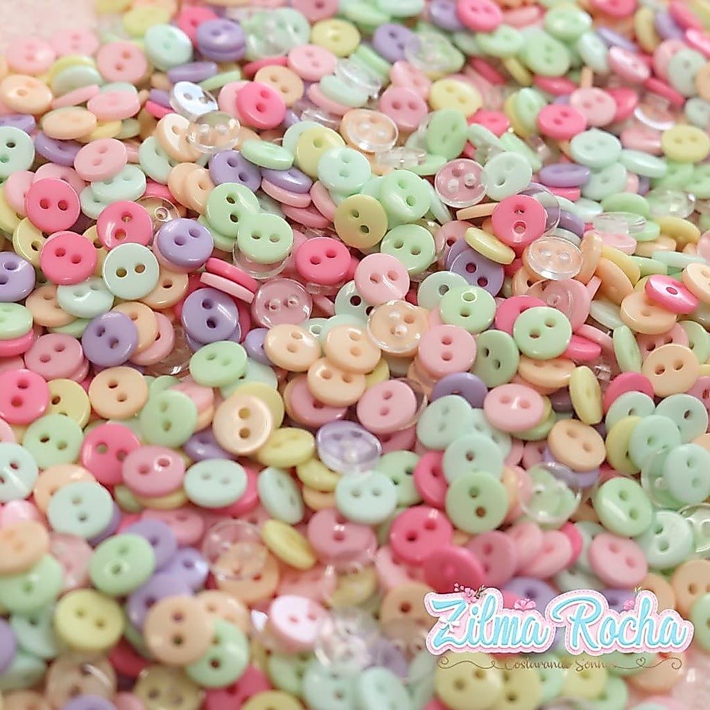 Botões Feito Doce com 6mm - 100 Unidades - Coloridos