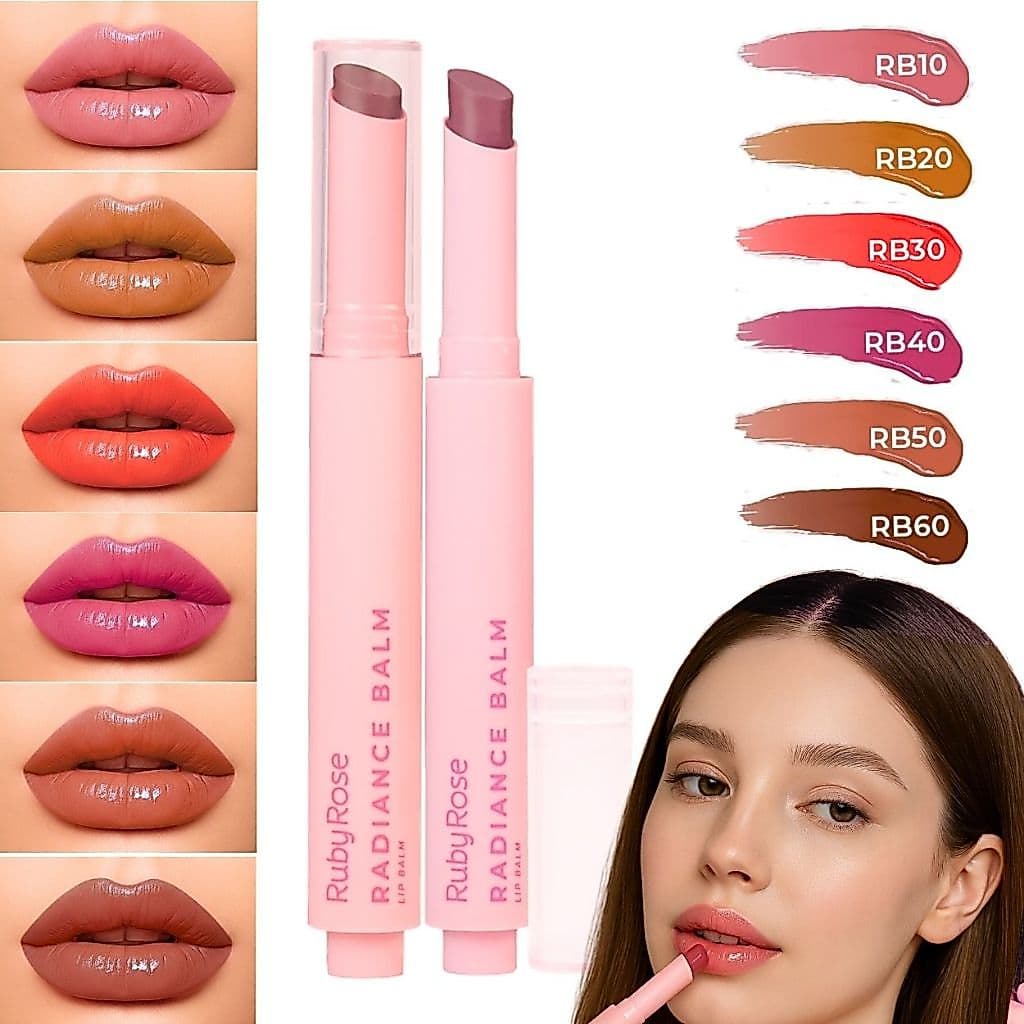 Hidratante Labial com Cor Radiance Lip Balm Ruby Rose para Lábios com Cor Suave e Brilho Natural