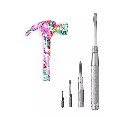 Kit ferramenta com Martelo Decorado Multi-Uso 5 em 1 Chaves de Fenda e Philips - Lanmax