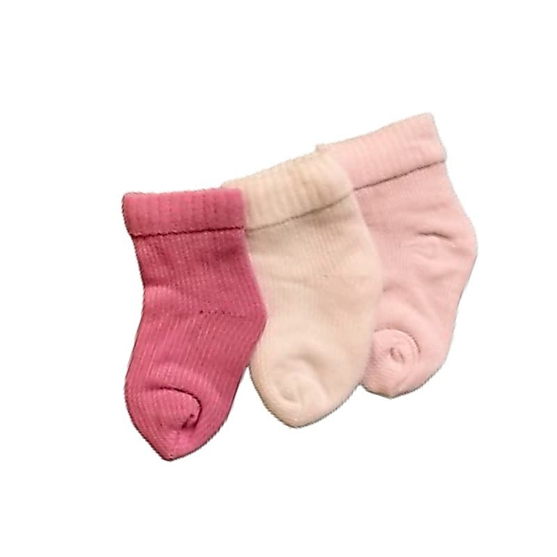 Kit 3 Pares de Meias Lisas para Bebê 0 a 10 Meses – Cores Sortidas