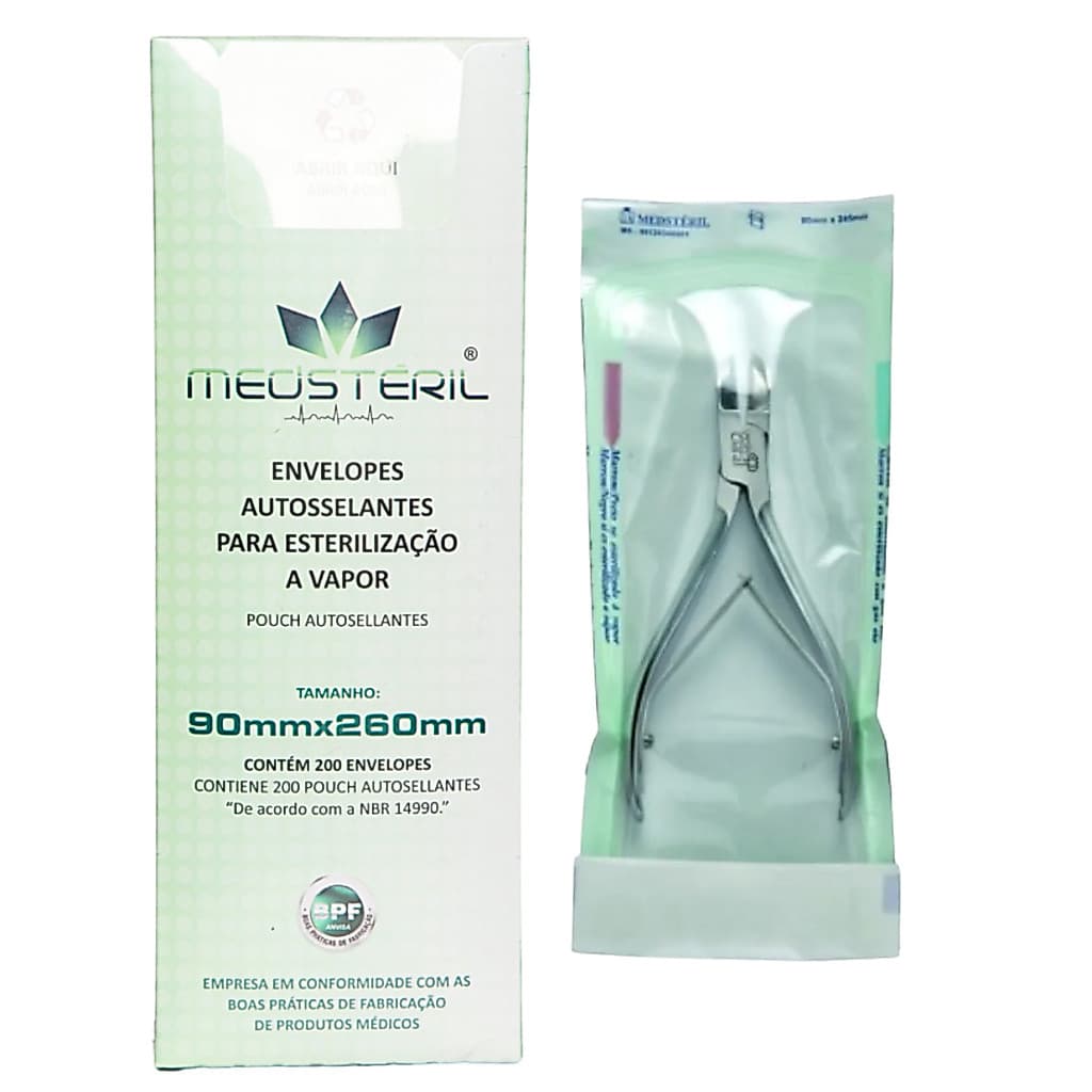 Envelope Medstéril 9x26 Perfeito P/Manicure Pedicure Odonto Podologia Tatuagem Estética Profissional