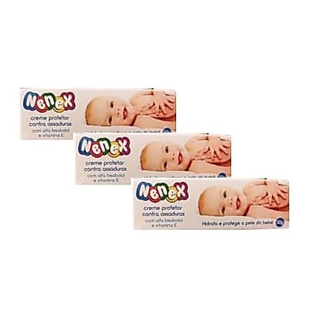Kit 3 Pomadas / Creme Para Prevenir Assaduras Nenex 50g Hidrata e Protege a Pele do Bebê