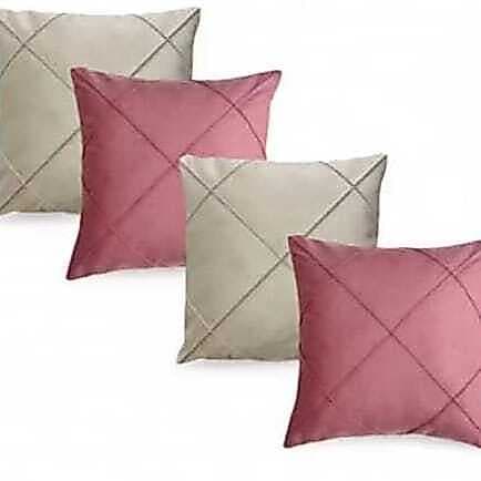 Kit 04 Almofadas Cheias em Suede Drapeada 45x45cm Decorativas Sala Quarto Sofá
