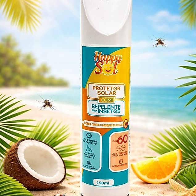 HAPPY SOL Protetor Solar com Repelente 60FPF 150ML ROSTO E CORPO