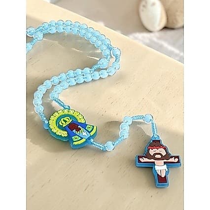 Terco infantil nossa senhora azul rosa colorido menino menina