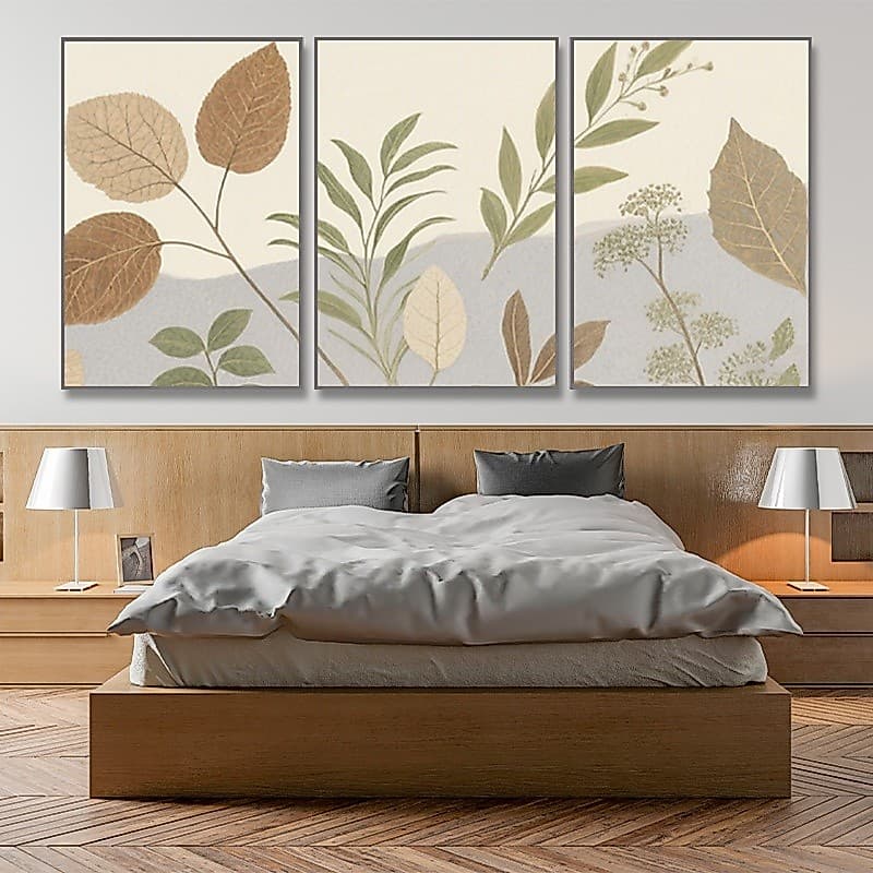 Quadros Decorativos Quarto de estar Quarto Sofá Fundo Botânico Flor Pintura abstrata