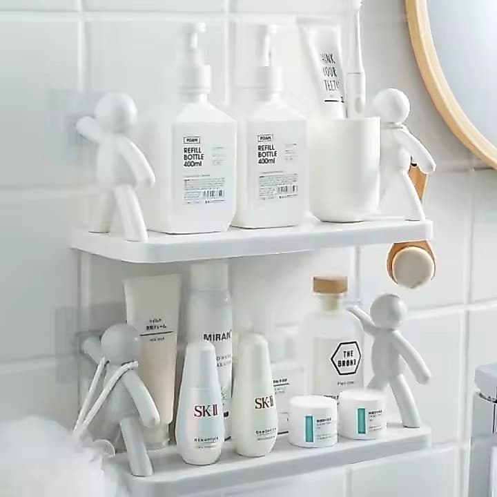 Kit Suporte Prateleira Adesiva Decorativa com Bonecos Criativos – Fixação Forte, Sem Furos!