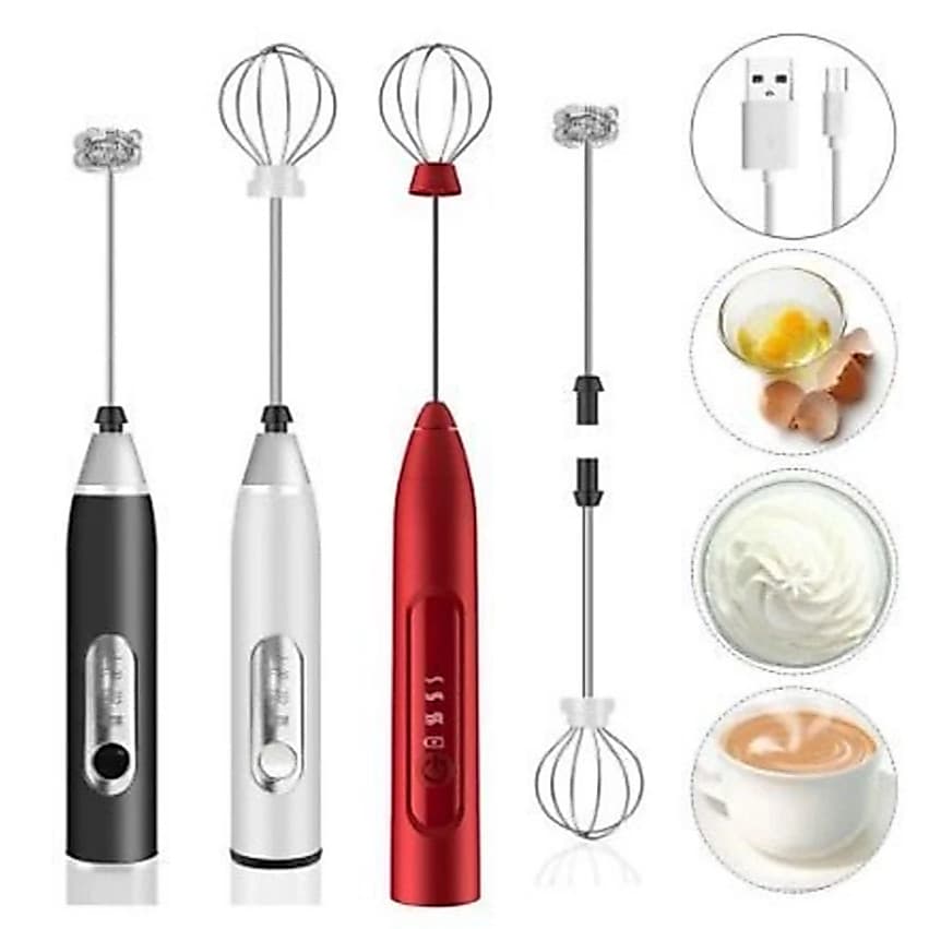 Batedor Misturador Mixer Elétrico para Bebidas Leite Café Clara de Ovo 2 em 1