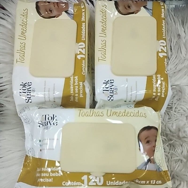 Lenços Umedecidos Tok Suave ,Kit com 3 Pacote com 120 lenços cada pacote