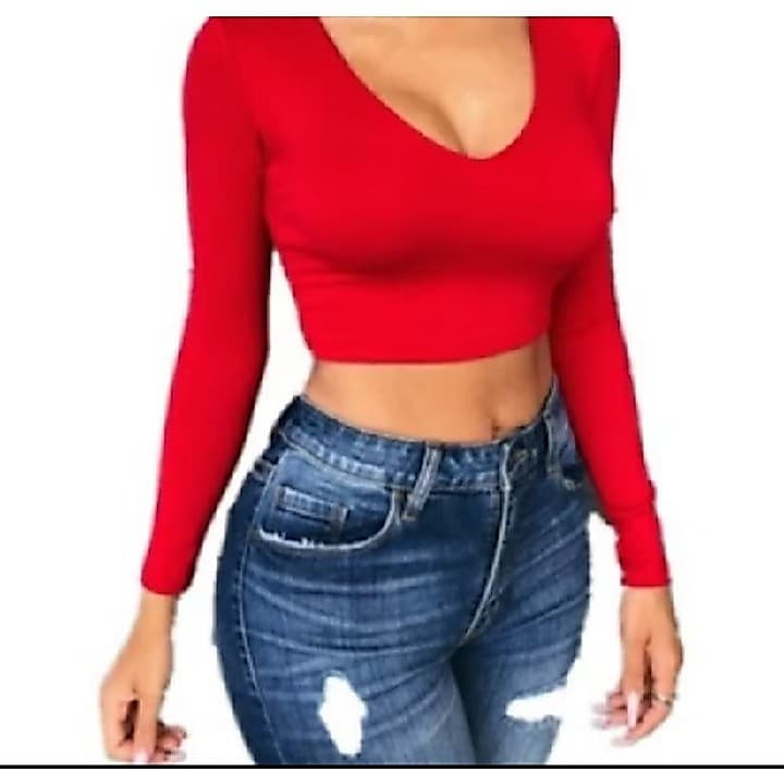 CROPPED V MANGA LONGA CONFORTAVEL
