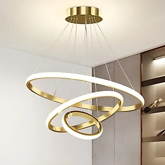 Pendente de Led Luminária Arcos Lustre De Teto Moderno Decoração Sala Anular 3 cores