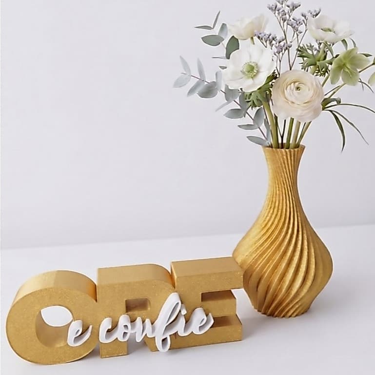 Kit Decorativo 3D Gratidão + Vaso Origami Decoração Moderna Sala Escritório Quarto Presente Criativo Ore e Confie