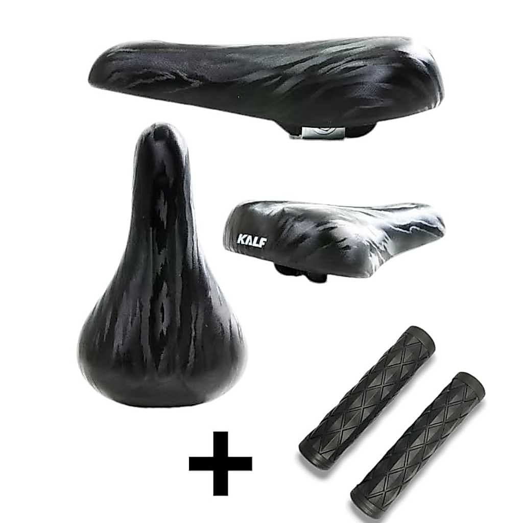 Kit Banco Assento Selim sela kalf 307 Bike Universal + Par de Manopla mtb bike coxim aro 20,24 e 26
