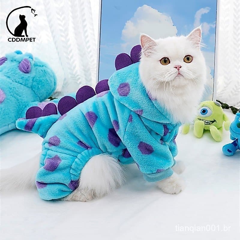 Roupa Cachorro Macacão Para Cães Animado Fofos Estimação De Velo Macio E Quente Gato Pijamas