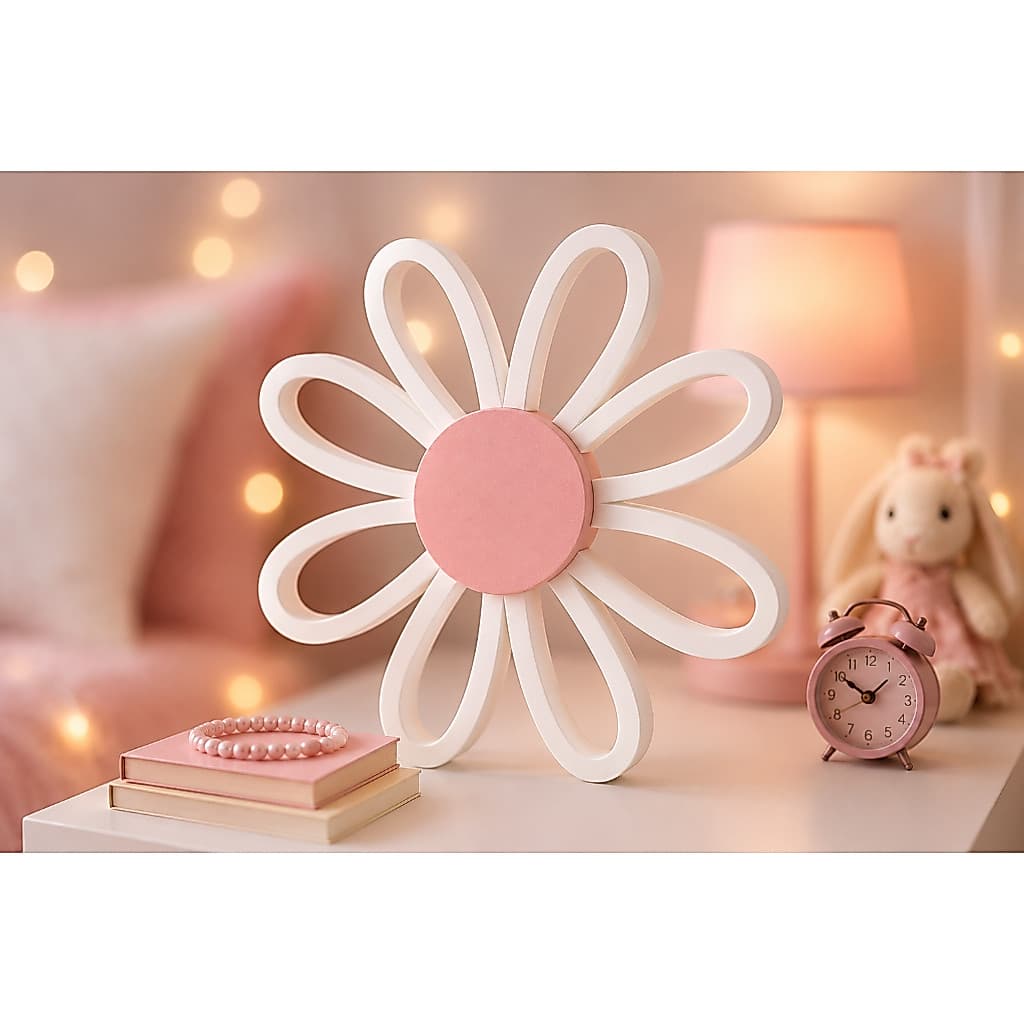 Flor Margarida Decorativa 21cm Quarto Infantil Decoração Festa Jardim Encantado 3D