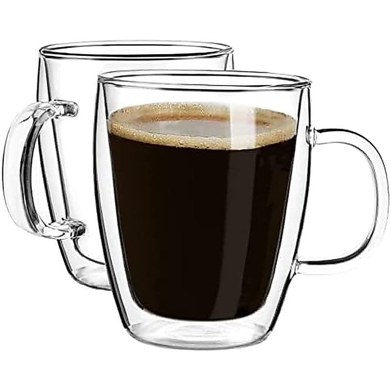 Canecas De Café De Parede Dupla YUNCANG , (4 Unidades) Copos De Vidro Transparente De 16 Onças Com Alça , Isolado , Capp