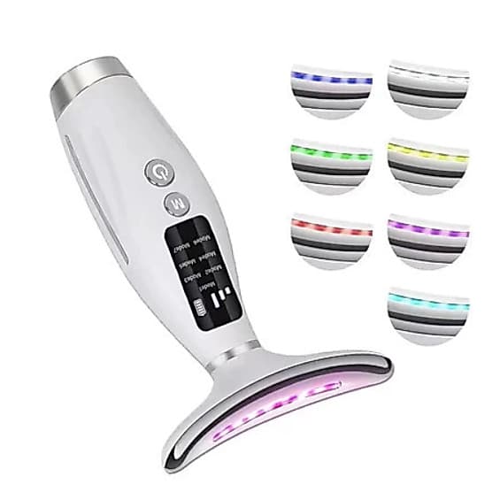 Massageador De Pele Firmeza Pescoço Led de 7 Modos Massageador Portátil Beleza para Rosto e Pescoço