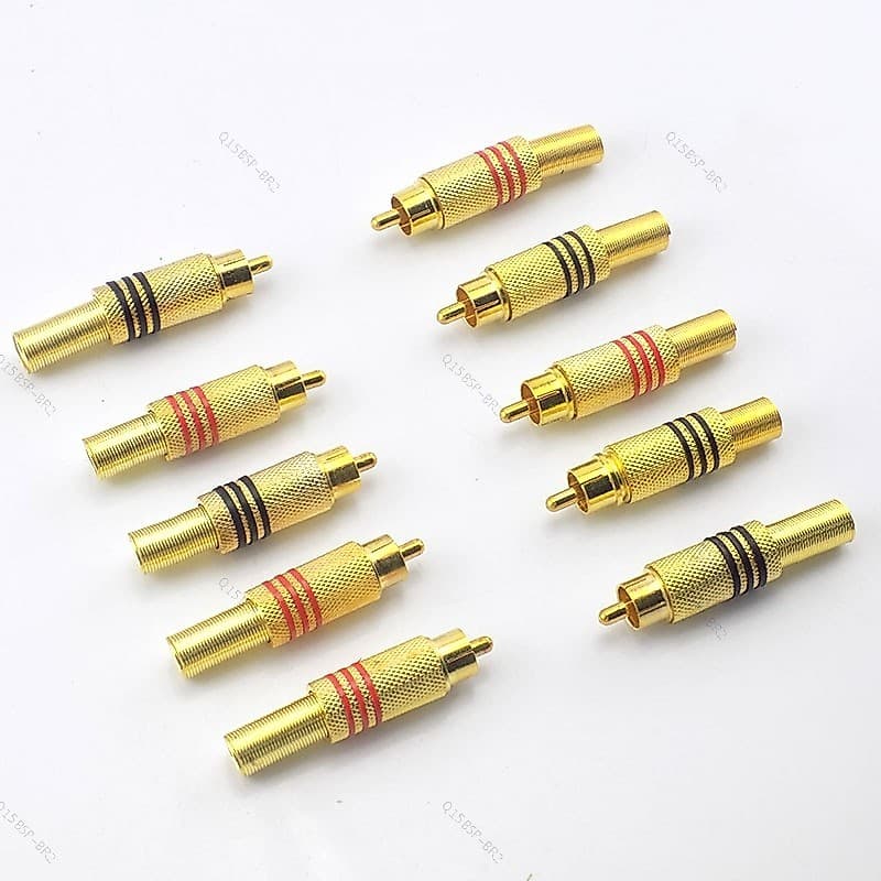 10pcs Cabo De Travamento De Vídeo RCA Macho Conector Adaptador De Áudio Sem Solda BR15B2