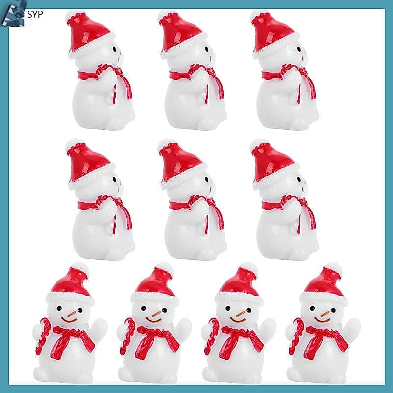 🎄 10Peças Mini Boneco De Neve Vermelho Para Enfeite Natalino