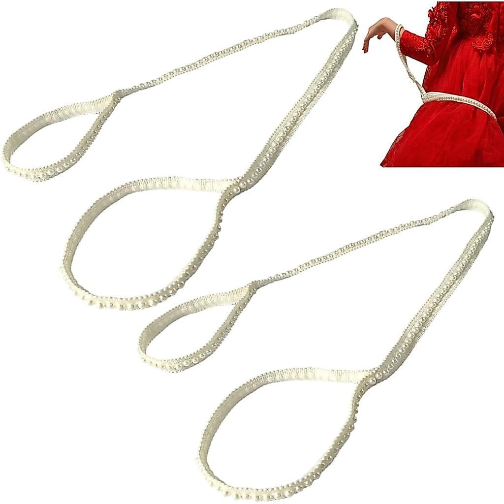 2 Peças de Cinta de Pulso para Cauda de Vestido de Noiva - Sem Alfinete, Liberação Rápida, Laço Mãos Livres, Acessórios