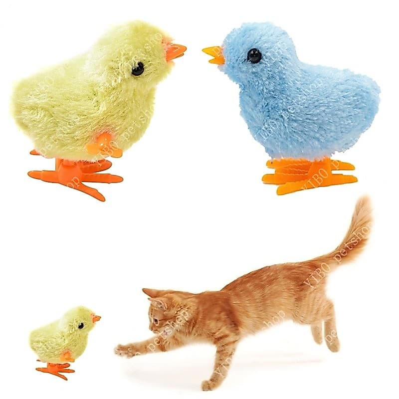 Brinquedos Para Gatos De Estimação Saltando Andando Hopping Dos Desenhos Animados De Pelúcia Frango Relógio Gato Interat