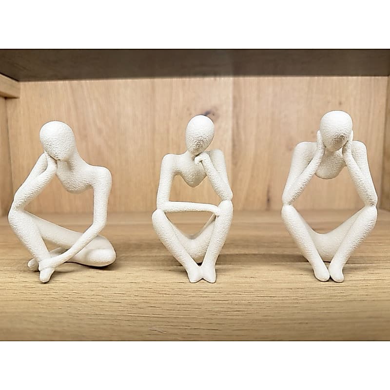 Trio de Esculturas Decorativas Abstratas Modernas – Kit 3 Peças Minimalistas